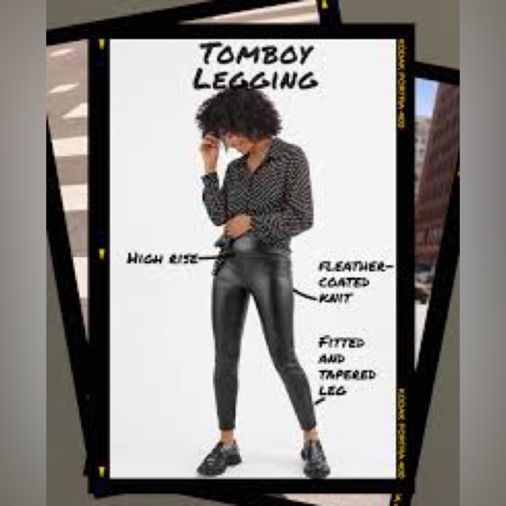 CAbi High Rise Black Tomboy Faux Leather Leggings